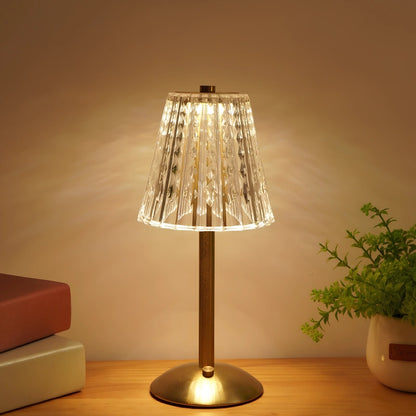 Lampada da tavolo in cristallo dorato