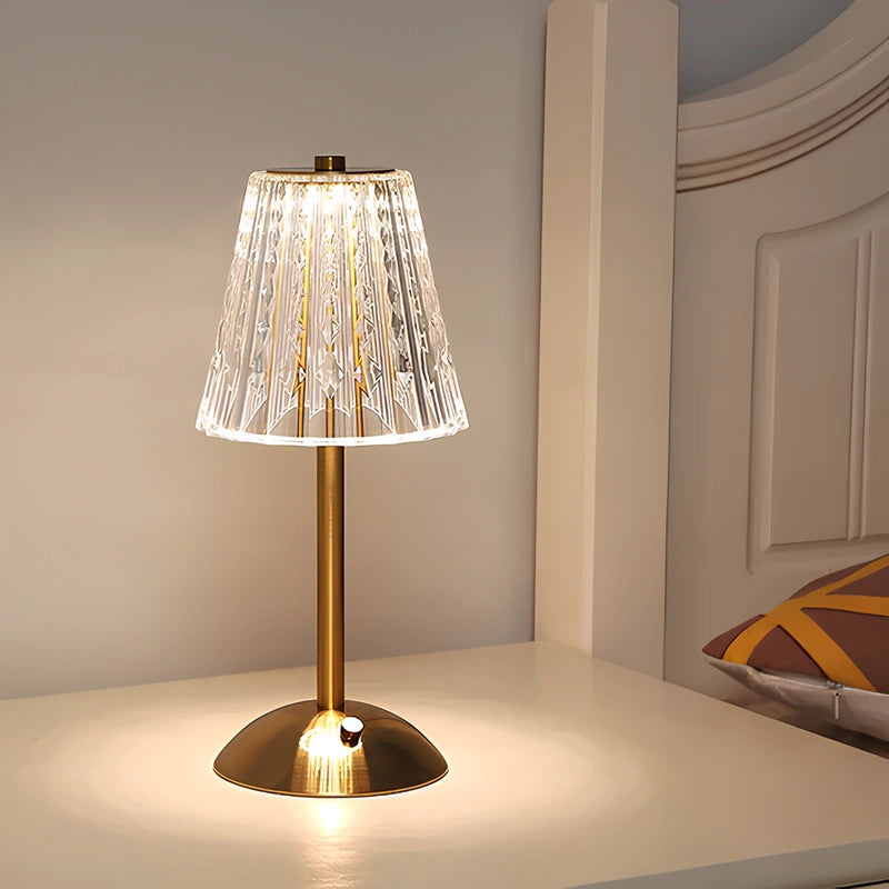 Lampada da tavolo in cristallo dorato
