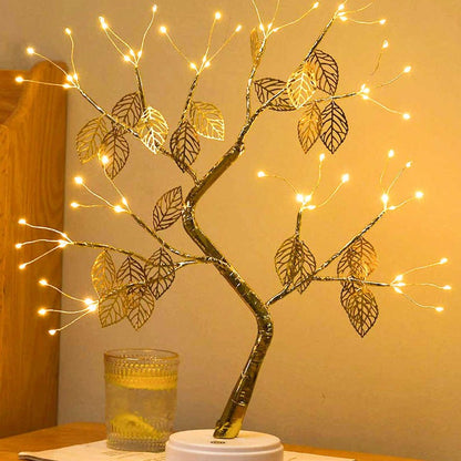 Φωτιστικό Δέντρο με Χρυσά Φύλλα